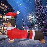 YOUBEMAGIC 5FT L Christmas Inflatable Dachshund Dog with Build-in LED Lights, Blow up Dachshund Dog Inflatable Outdoor Decorations Party Yard Decoration