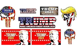 NTICKER 8 pcs Set, 2.5 inches Hard Hat Stickers, Trump Stickers America Great Again 2024, USA Flag Sticker pro Donald Trump
