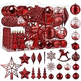 SHareconn 100pcs Christmas Tree Decorations Ornaments Set, Shatterproof Plastic Baubles Decorative Balls for Xmas Tree Decor Holiday Wedding Party, Burgundy