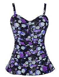 Hilor Women's Plus Size Tankini Top Slimming Ruched