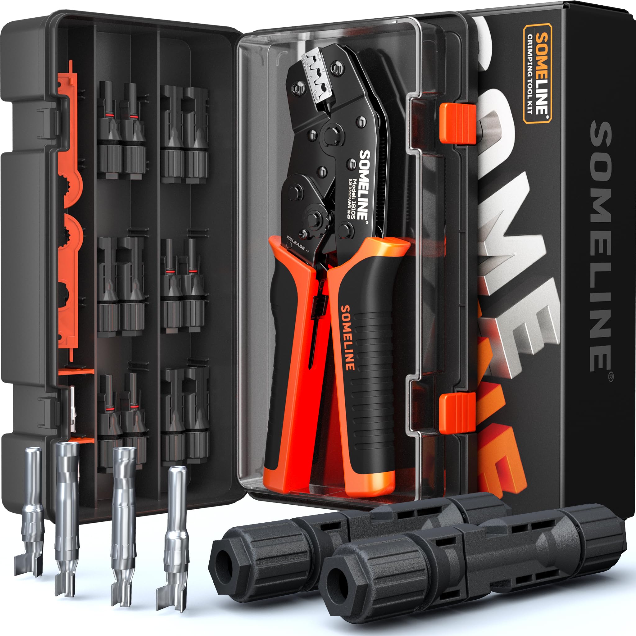 SOMELINE Solar Panel Connector Crimping Tool Kit – PV Cable Crimping Pliers for 2.5/4/6 mm² (14/12/10 AWG), Includes 6 Pairs of Photovoltaic Connectors and Spanners – Solar Crimping Tool Kit — image 1