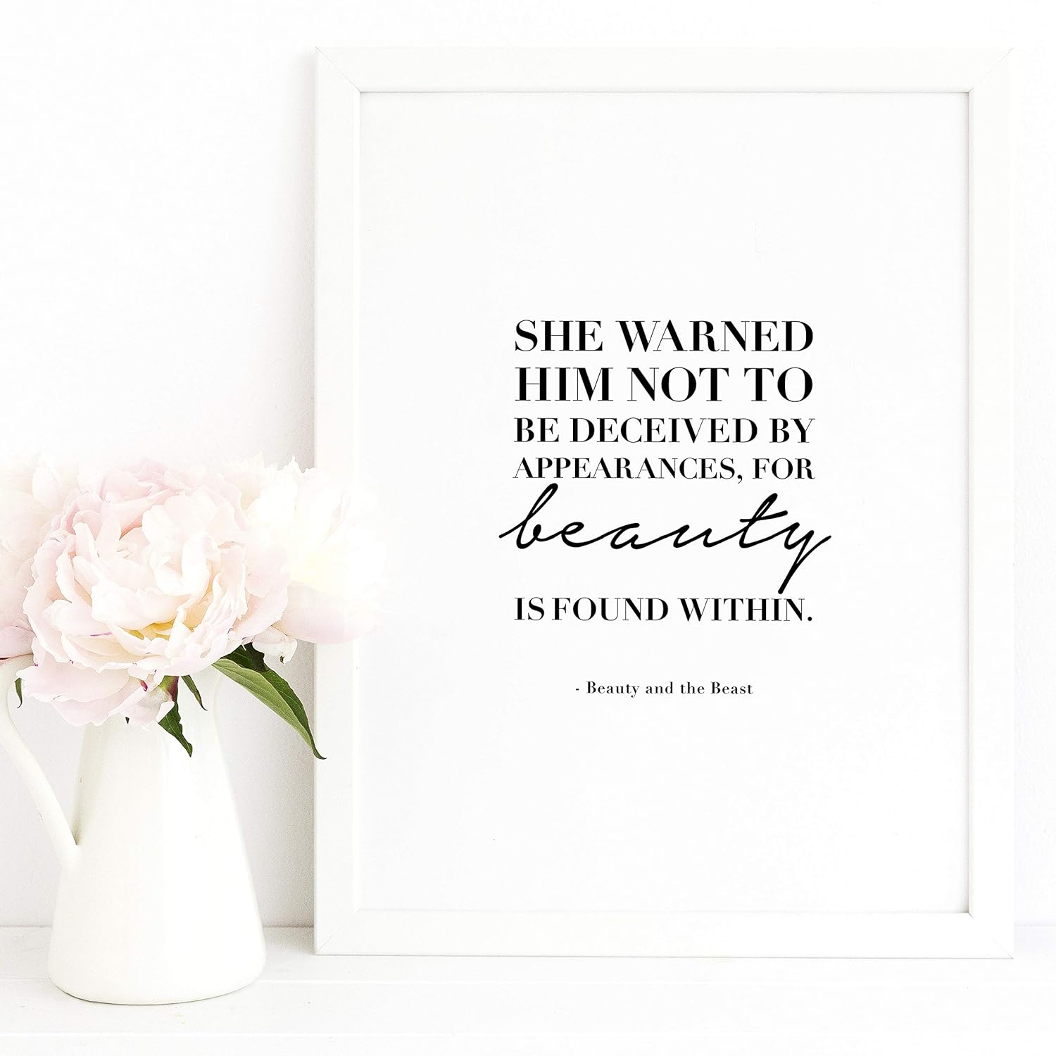 Beauty And The Beast Quote Print Disney Belle Wall Art Gift For Her Girls Bedroom Accessories Amazon Co Uk Handmade