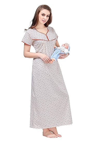Womens Cotton Maternity/Feeding Nightdress