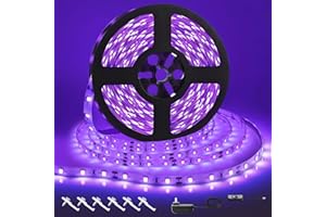 SHGPODA 16.4ft LED Black Light Strip Kit, 12V Flexible Blacklight Fixtures, 5M LED Ribbon, Non-Waterproof for Indoor, Birthday, Wedding, Dark Party, Halloween, Christmas, Valentine's Day