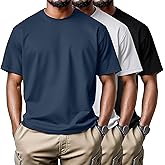 Neer 3 Pack Men's Big and Tall Shirts Summer Short Sleeve T-Shirts Basics Plus Size Crewneck Tee L-5XL