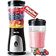 Mueller Personal Blender for Shakes and Smoothies with 15 Oz Travel Cup and Lid, Juices, Baby Food, Heavy-Duty Portable Blender & Food Processor, Black