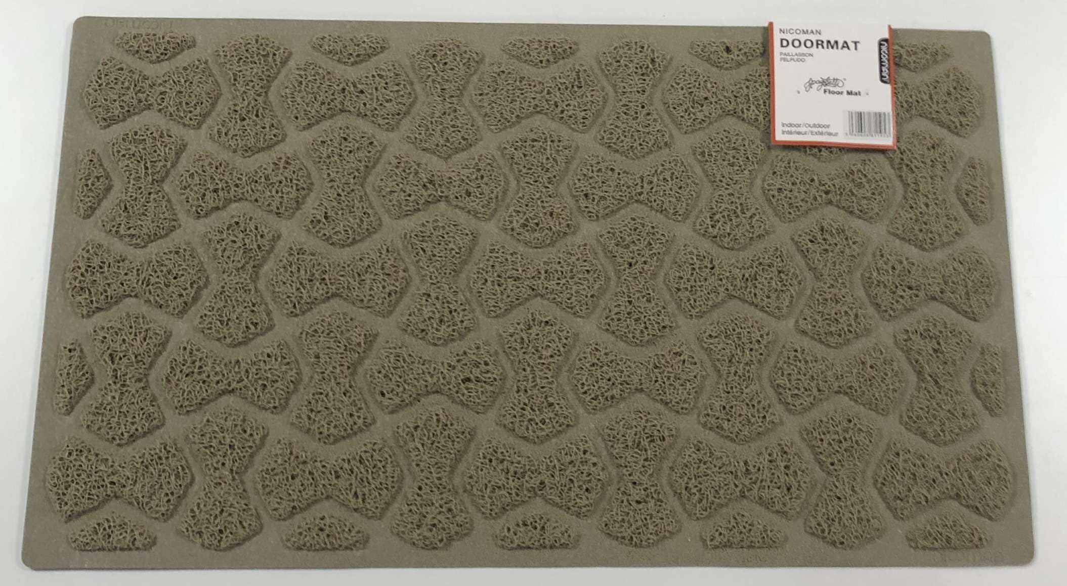 Nicoman Bow-Tie Shape Doormat｜Non-Marking Non-Slip On Hard Floors｜For Indoor or Sheltered Outdoor Use(75x44cm, BEIGE, Use Indoor or Sheltered Outdoor)