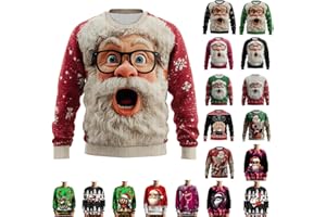 Ugly Christmas Sweater Men Funny Santa Claus Xmas Sweatshirts 3D Graphic Holiday Party Knitted Pullover Jumper Unisex