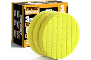 VOFirst 3 PCS 6 Inch Polishing Pad, Yellow Medium Cut Pad Compound Buffing Sponge Pads for Car Buffer Polisher Compounding, P