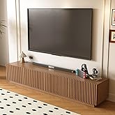 NessCarsti 86.61" Mid-Century Modern TV Stand for TVs up to 85", Sturdy Living Room Furniture Media Console with Large Storage Space, Entertainment Center for Living Room and Bedroom, Walnut