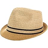 Jeff & Aimy 1920s Straw Panama Fedora Hat Cap for Men Sun Summer UPF 50 Gatsby Derby Hat for Womens