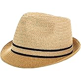 Comhats Oversize XL XXL Mens Summer Straw Fedoras Sun Hats Panama Derby Packable 57-64cm 22.4"-25.2" 7 1/8-8