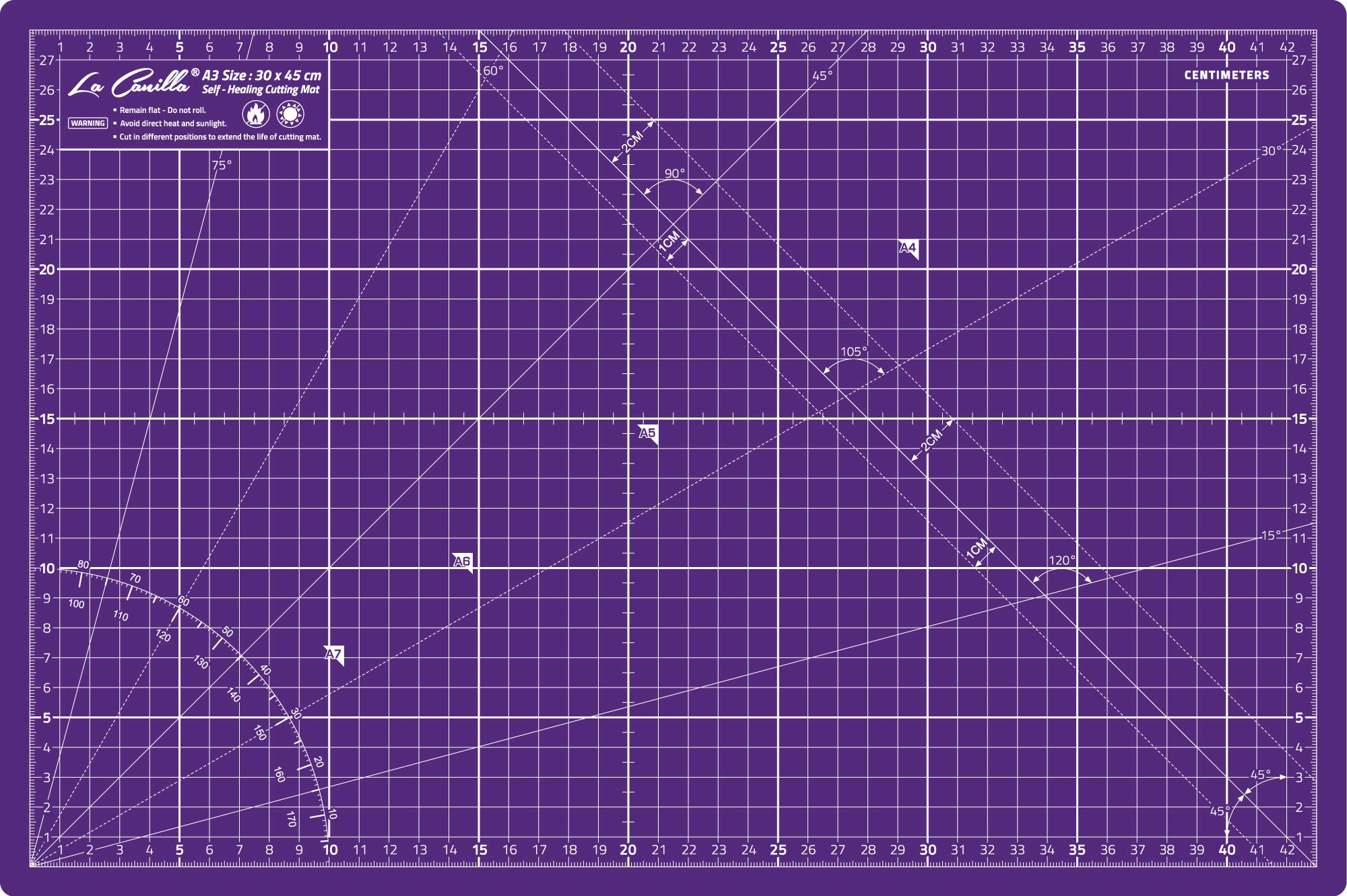 La Canilla ® - Self Healing Cutting Mat A3 (45x30cm - (18x12”) Double Sided Printed (CM & Inches) 5 PVC Layers | For Patchwork & Quilting, Sewing, Fabric, Papercraft, DIY…