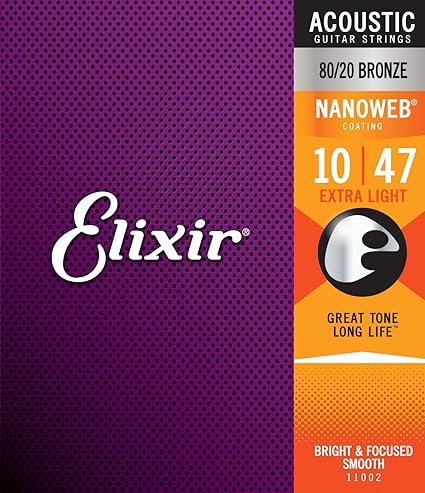 Amazon Co Jp Elixir エリクサー アコースティックギター弦 Nanoweb 80 ブロンズ Extra Light 010 047 国内正規品 楽器 音響機器
