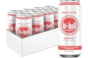 Hiball Clean Energy Drink - Grapefruit - Zero Sugar, Zero Calorie Sparkling Water with 160mg Organic Caffeine, 50mg Organic Ginseng, 50mg Organic Guarana and B Vitamins - 16 fl oz (8-Pack)