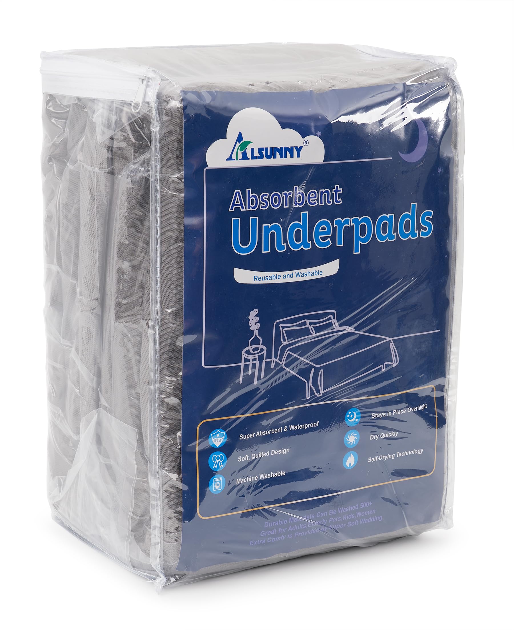 Photo 1 of Alsunny Waterproof Pad for Bed 36x36 Inch (4pack),Bed Protectors for Incontinence ,Chuck Pads Washable,Waterproof Pad Washable Underpads for Adults,Bed Wetting Pads for Adult,Kids,Toddlers,Pet, Gray