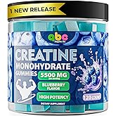 INSPIRELIFE ABC Creatine Monohydrate Gummies 5500mg for Men and Women,120 Count Chewable Creatine Monohydrate Gummies for Muscle Support,Energy Refresh Supplement Blueberry Flavored