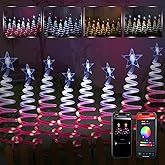 UrBstly 8 Pcs Spiral Christmas Pathway Lights Outdoor Smart Multicolor Spiral Xmas Trees Lights with APP & Remote Control, DIY, Timer, Waterproof, LED Christmas Outdoor Decorations for Yard Walkway
