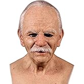 SCGHBK Realistic Old Man Mask Creepy Human Latex Scary Wrinkle Mask for Halloween Cosplay Costume Mask Party