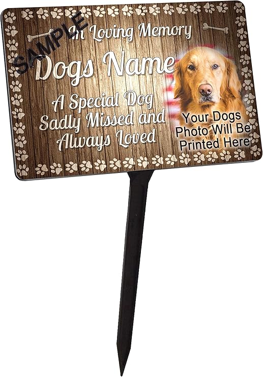 Your Photo Personalised Dog Memorial Plaque & Stake. Waterproof Amazon
