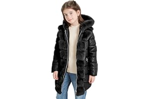 Giolshon Winter Girls Thickened Puffer coat shining Padded jacket Kids Ski Snow Outwear with Faux Fur Collar 7695