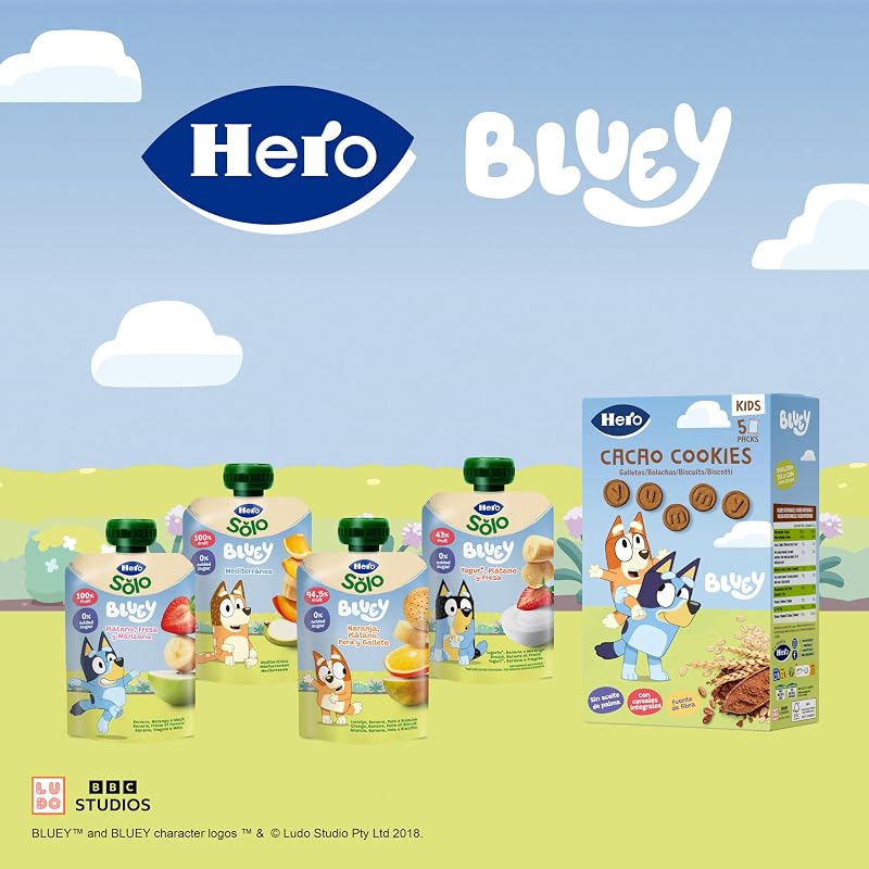 Hero Solo Bolsitas Naranja Plátano Pera y Galleta Desde 6 Meses, 18 x 100 g