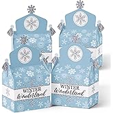 Big Dot of Happiness Winter Wonderland - Treat Box Party Favors - Snowflake Holiday Party and Winter Wedding Goodie Gable Boxes - Set of 12