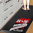 Anti Fatigue Mat Kitchen Floor Mat, FEATOL Standing Desk Mat Foam Cushioned Anti Fatigue Mats Comfort Standing Pad 9/10 Inch Thick (Black, 24x70x9/10-Inch)