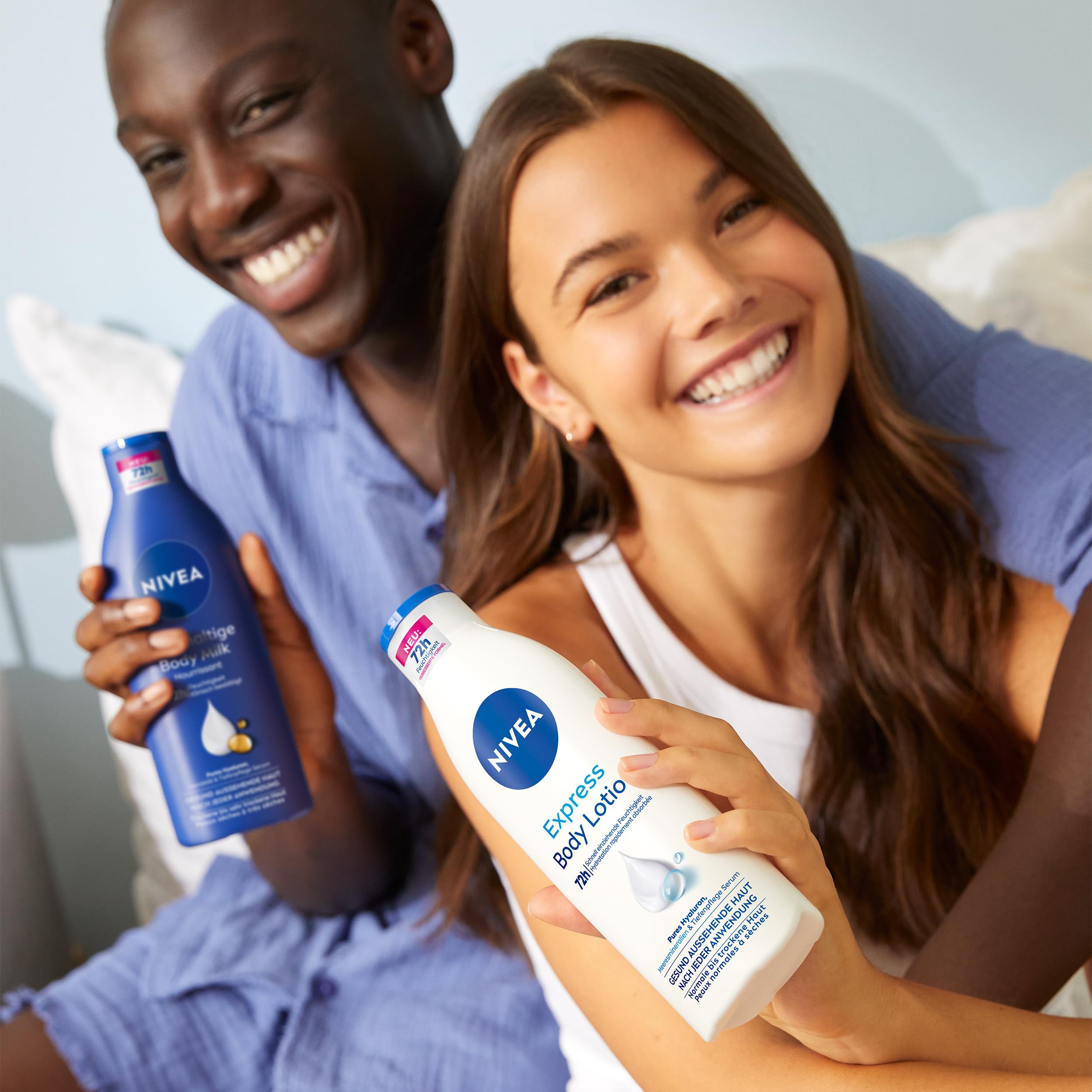 NIVEA Express Body Lotion, extra schnell einziehende Körperlotion, Körpercreme mit purem Hyaluron, Meeresmineralien und NIVEA Tiefenpflege Serum (400 ml) 5