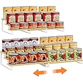 Expandable Can Organizer for Pantry, 3-Tier Adjustable Bamboo & Iron Can Rack for Cabinets, Easy Access Food Storage Shelf for Canned Goods, Soda & Soup Cans, Holds Up to 30 Cans (Patent Pending)
