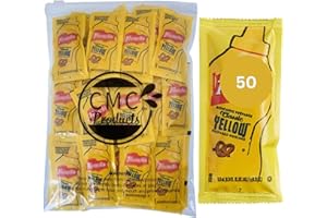 Gift Set: Mustard Packets (5.5g) – 50 Count with Spreader in Food-Safe Resealable Bag by CMC Products (approximately 50 packets)
