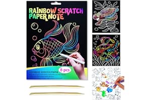 JUNQIU US JUNQIU Scratch Art for Kids, Rainbow Scratch Paper Art Set - Ocean, Arts and Crafts for Kids Ages 4-8 Girls Boys, Kids Activity & Christmas Crafts, Stocking Stuffers for Kids