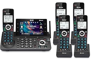 AT&T 5-Handset DECT 6.0 Cordless Home and Business Phone with Answering Machine, 5" Color Display, One-Touch Shortcut, Conference, Intercom, Smart Call Blocker, Bluetooth Connect to Cell: DLP73590