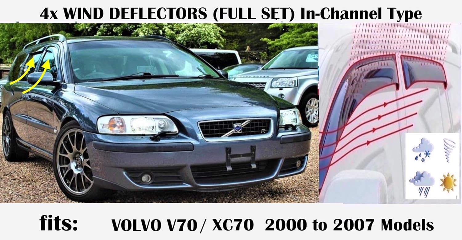 OEMM Set Of 4 Wind Deflectors INCHANNEL Type Compatible with VOLVO V70