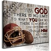 Football Sports Wall Art Stuff Religious Football Canvas Vintage Art Prints Sport Poster Inspirational Quotes Rugby Paintings Motivational Pictures For Boys Room Bedroom Gym Wall Decor Framed