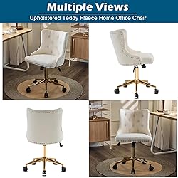 VINGLI White Teddy Fleece Armless Office Desk Chair