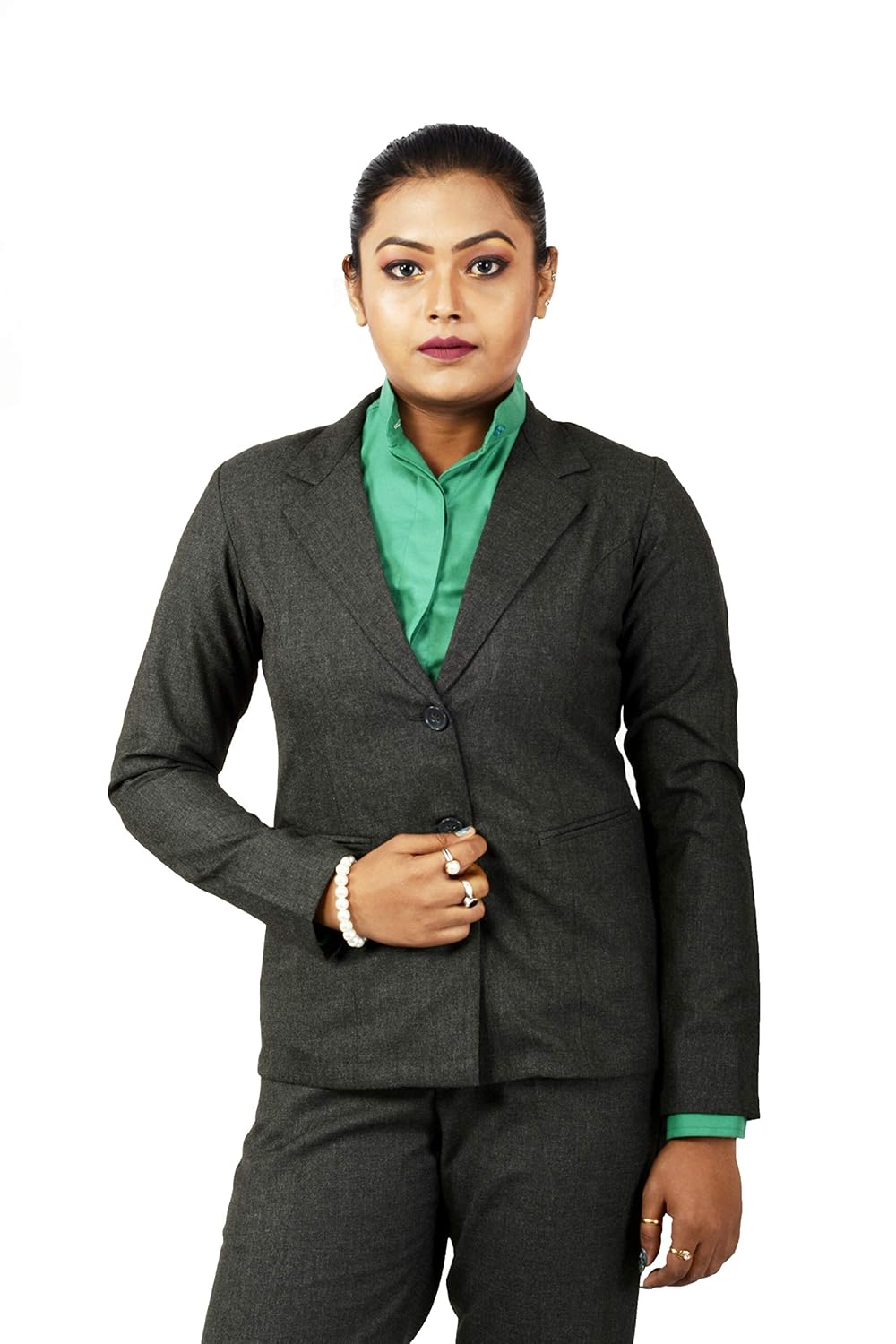 women's formal suit charcoal grey