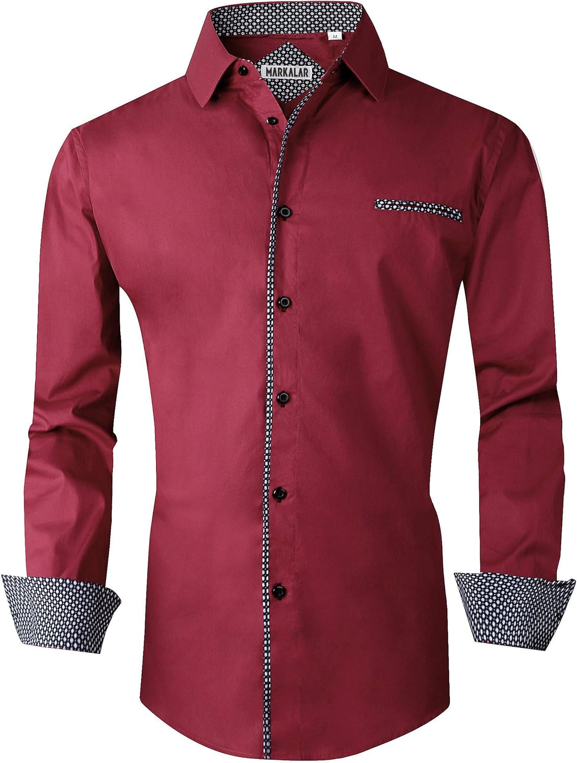 Markalar Mens Casual Button Down Shirts Regular Fit Long