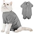 Dotoner Cat Surgery Recovery Suit for Female Male Anti-Licking Pet Surgical Pajamas Long Sleeve Prevent Shedding Cat Spay Recovery Suit&E Collar Alternative Bodysuit for Cats