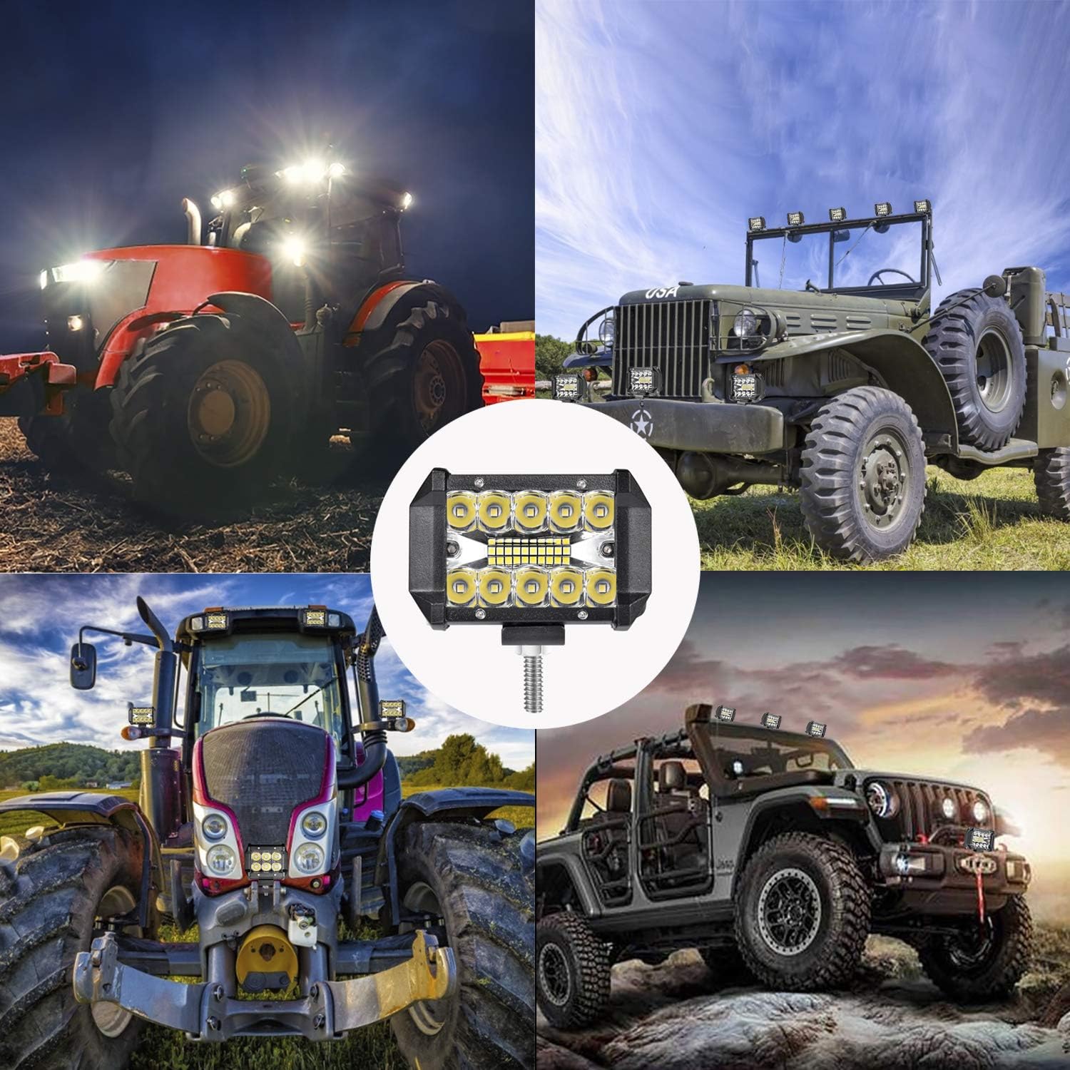 LMGAO 4 Inch 60W Combo Led Light Bars Spot Flood Beam LED Work Light Bar Waterproof For Driving Offroad Boat Car Tractor Truck SUV ATV: Automotive