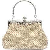 lapulio 1920s Vintage Style Solid Color Beaded Evening Bag Simple Elegant Women's Clutch Suitable for Weddings, Parties