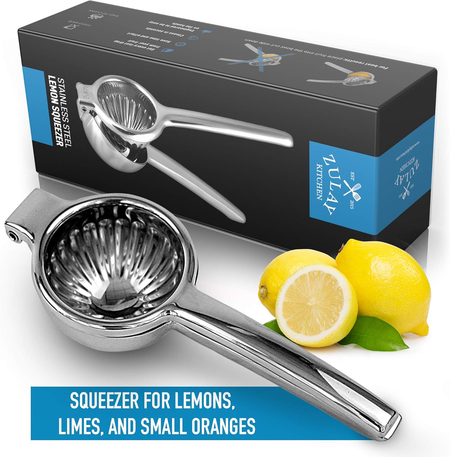 Lemon Squeezer Stainless Steel with Premium Quality Heavy Duty Solid Metal Squeezer Bowl - Large Manual Citrus Press Juicer and Lime Squeezer Stainless Steel - by Zulay Kitchen: Kitchen & Dining