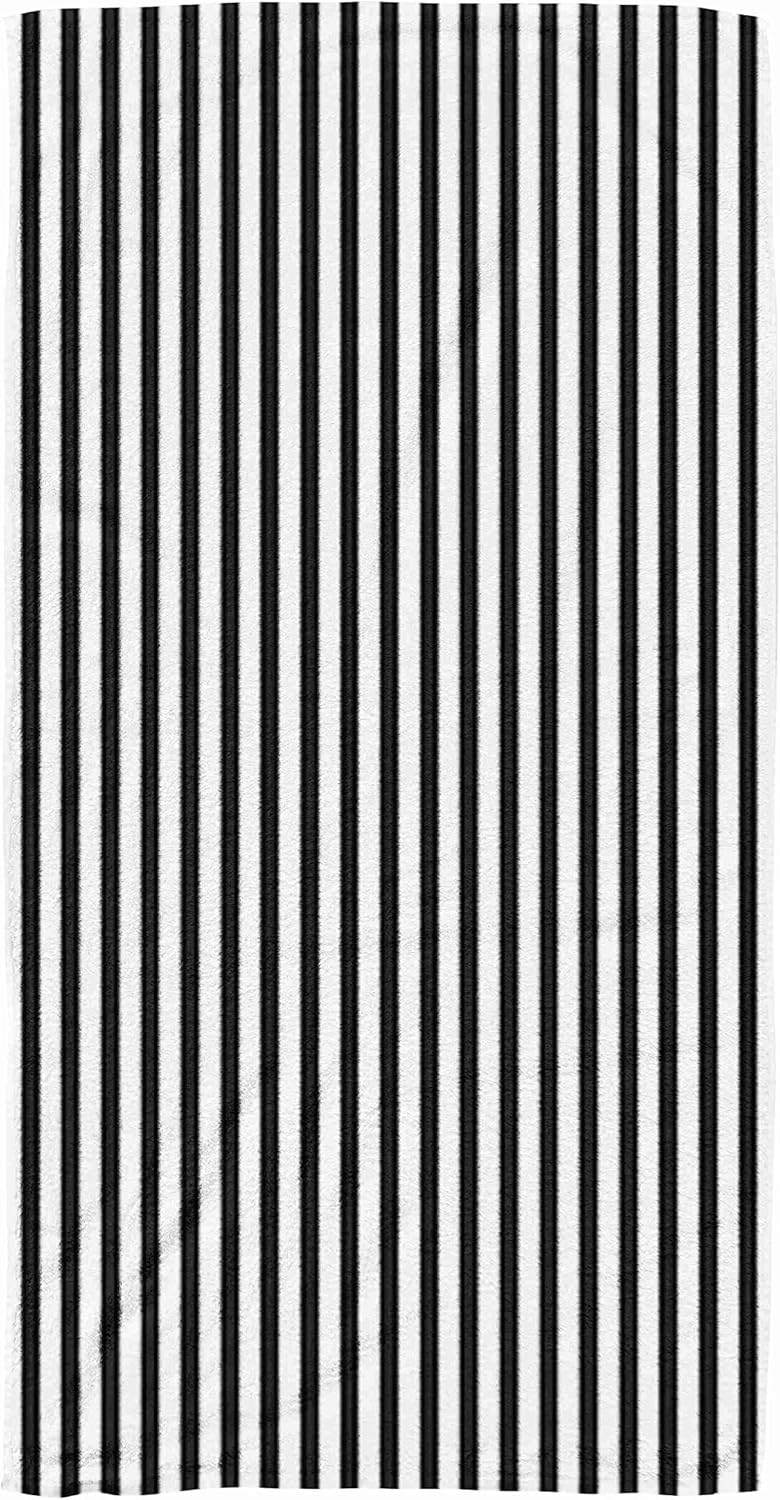 Sertiony Large Beach Towel,Super Water Absorbent Beach Towel Sized 30×60 Inch Universal Pattern Simple Elements Classical Bright Stylish Trendy Youth Background Any Print Web Projects,White Black