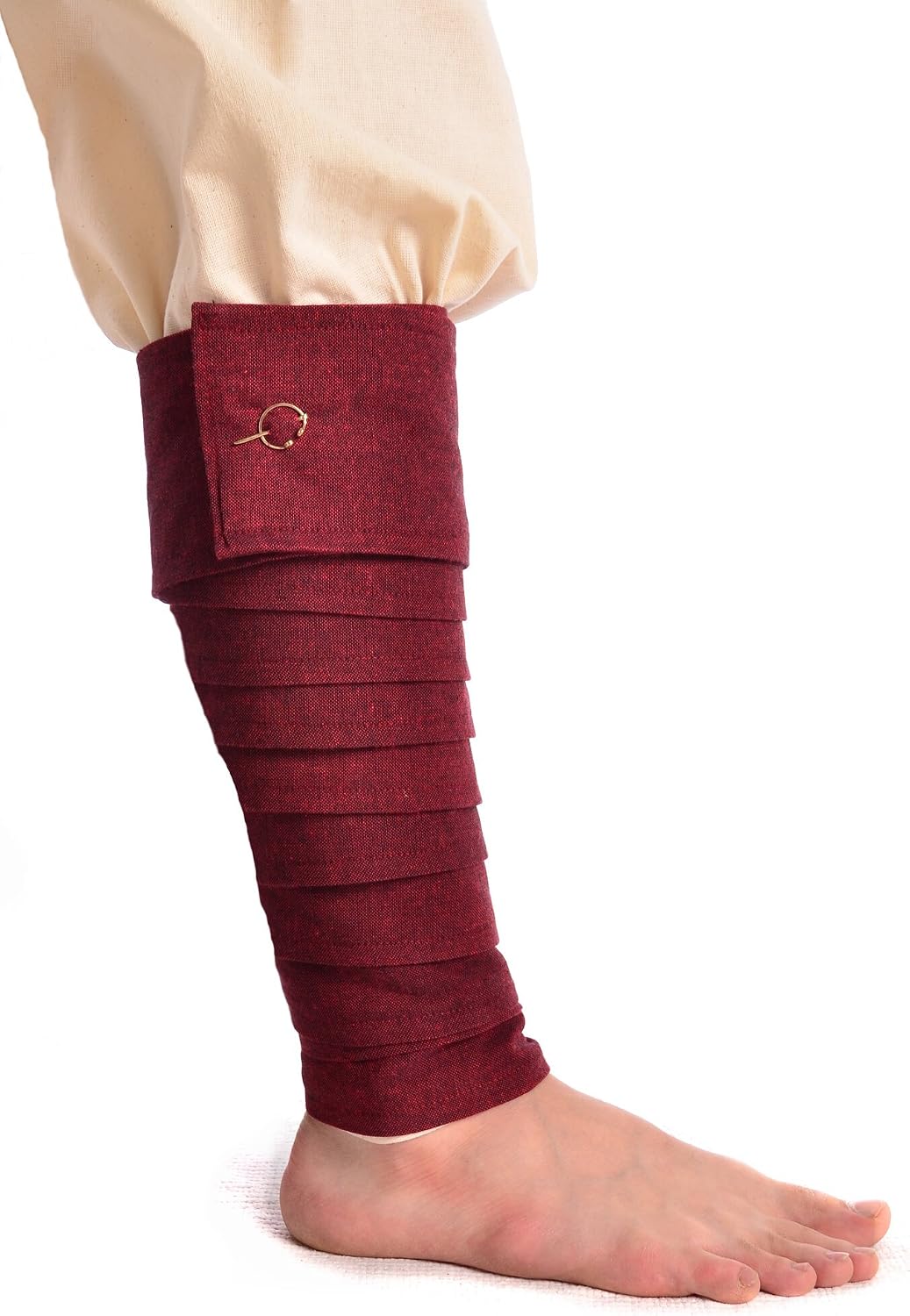 HEMAD Medieval Calf Wrap Set including Brass Fibela - Pair - Solid Cotton - Black
