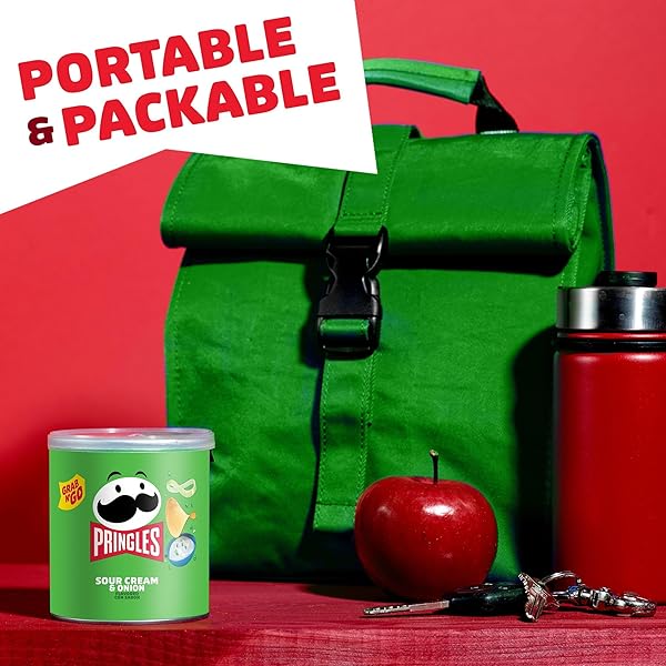 PRINGLES POTATO CRISPS CHIPS, LUNCH SNACKS, OFFICE AND KIDS SNACKS, GRAB N’ GO, SOUR CREAM AND ONION (12 CANS)