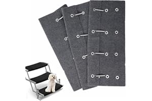 Aumotop RV Camper Step Covers, 3 Pack 22'' Wide Camper Step Covers for Radius Steps for Radius Steps, Adjustable RV Step Rug Carpets Fit 8-11'' Deep RV Stairs, Gray