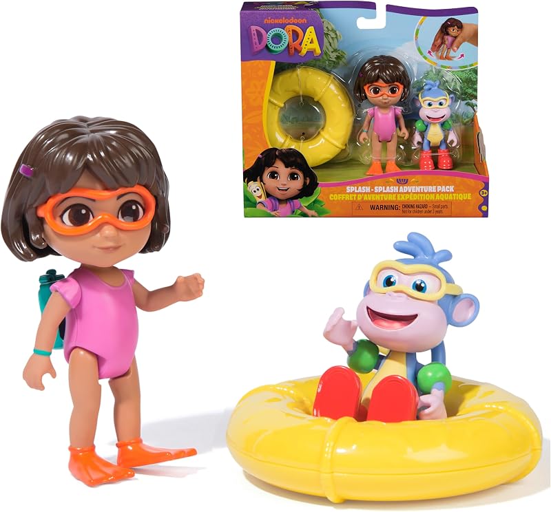 LA EXPLORADORA - Pack de Aventura Acuática Dora y Botas: 2 Figuras Articuladas + Flotador de Juguete - 6073670 - Juguetes Niña 3 años + - Regalo Niña 3 años + - Juegos Infantiles
