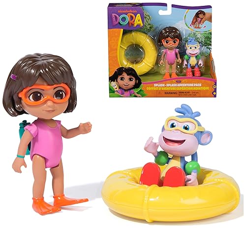 Dora, Splash-Splash Adventure Pack, with Dora and Boots Toy Figures and Accessories, Kids Toys for Girls and Boys Ages 3 and Up