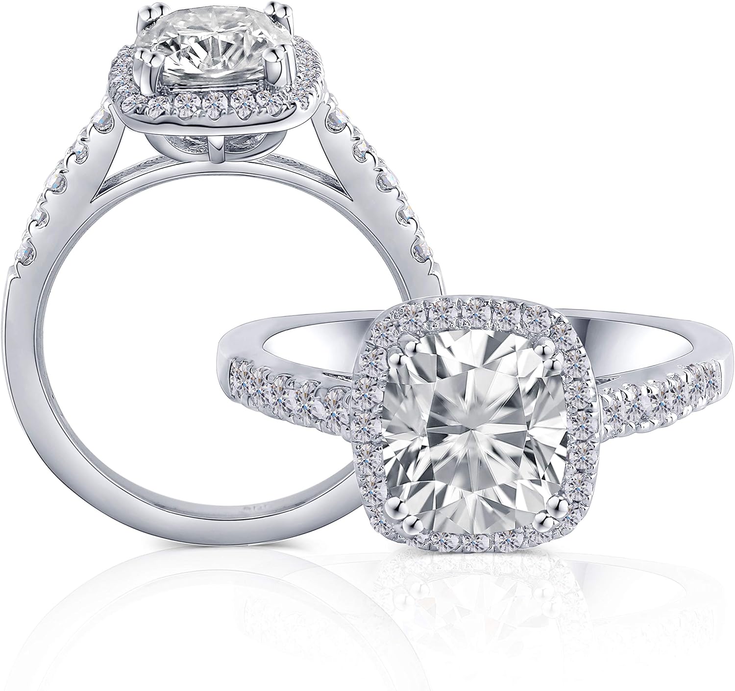 Doveggs Platinum Plated Silver Center 2ct 7x8mm Grey Tinted