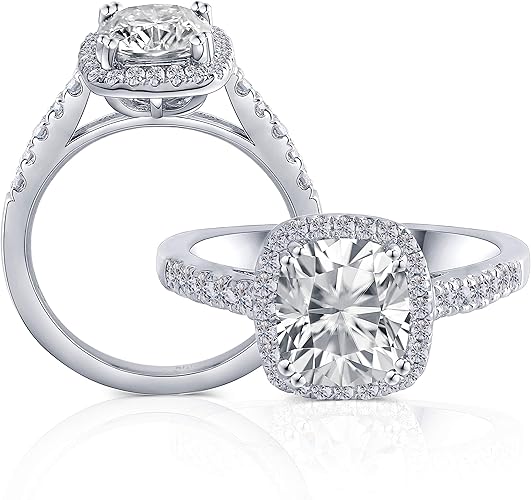 Doveggs Platinum Plated Silver Center 2ct 7x8mm Grey Tinted